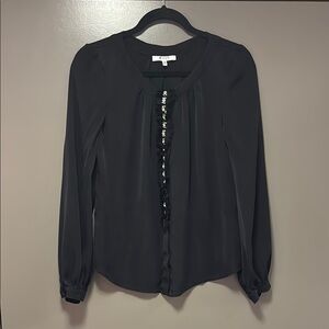 Milly Black Embellished Long Sleeve Blouse
